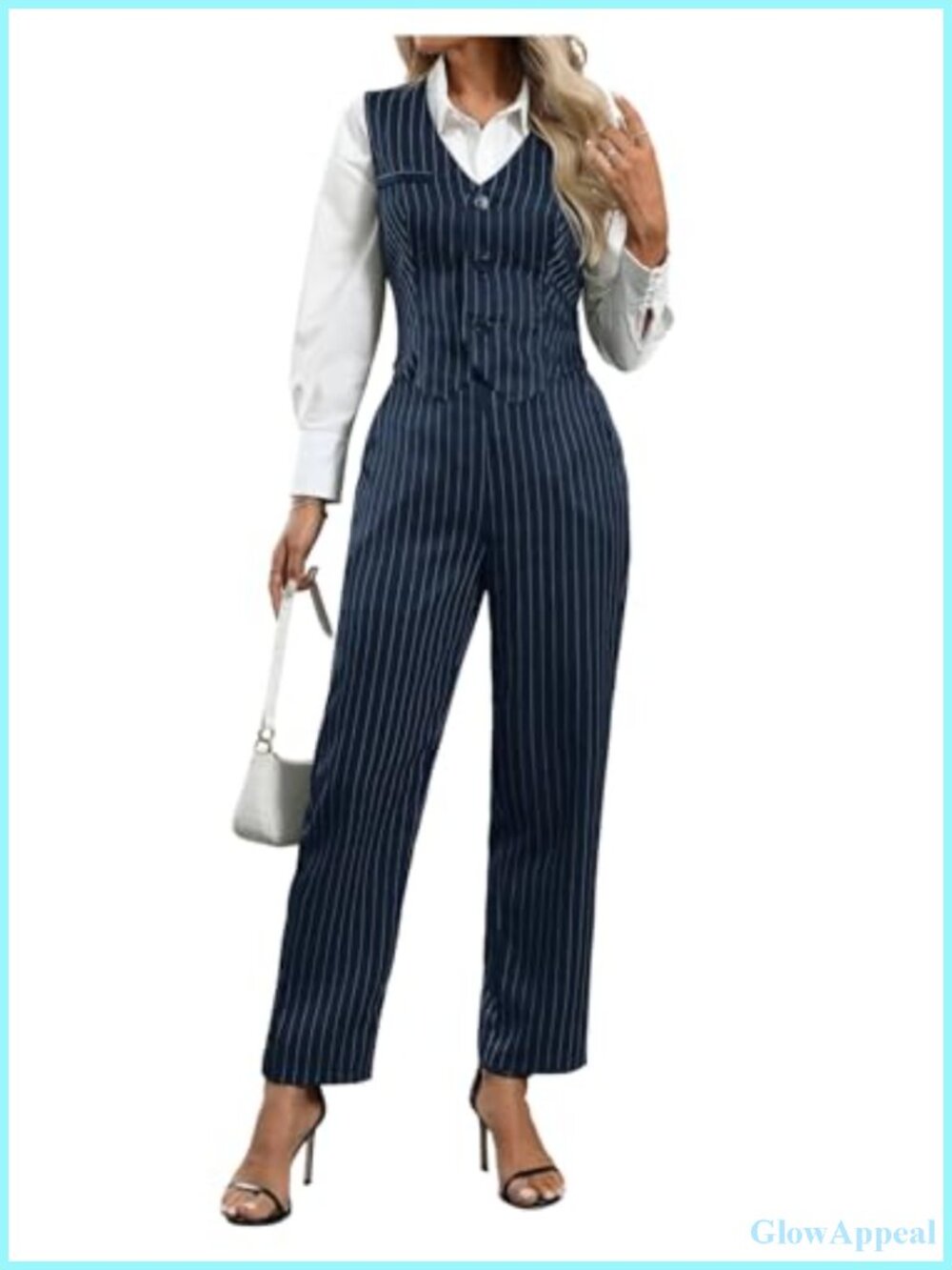 Women's 2 Piece Sleeveless Vest and Pants Set Business Suit